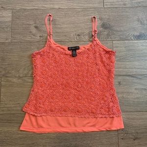 Y2K INC International Concepts Size Large Salmon Knit Tank Top With Bead Accent